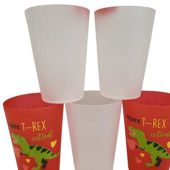 Dinosaur TREX Heart Cups Bundle 6 Cups You're TREXcellent Dino Table Decor - Picture 4 of 8